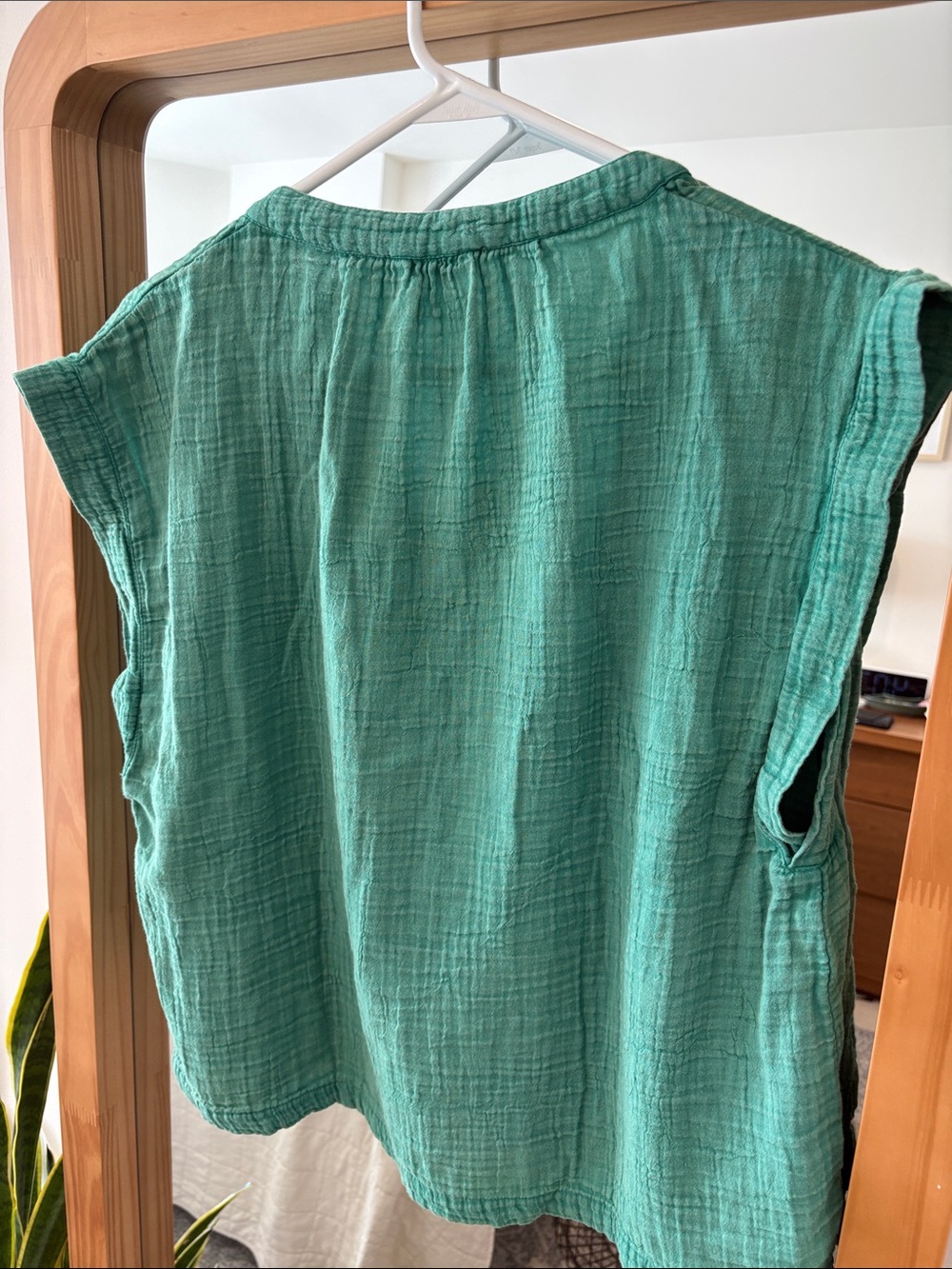NWT Faherty Dylan Teal Split-Neck Cotton Gauze blouse - Picture 7 of 11